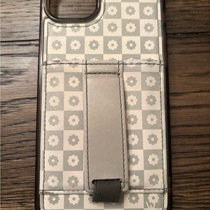 Stylish Green Floral Walli iPhone Case with Strap and Card Slot iPhone 15 Plus